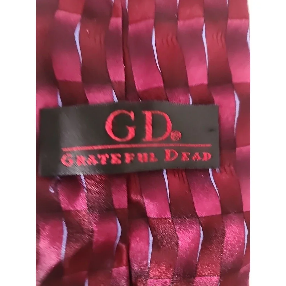 GD Grateful Dead Silk Tie Red And Blue Abstract Design